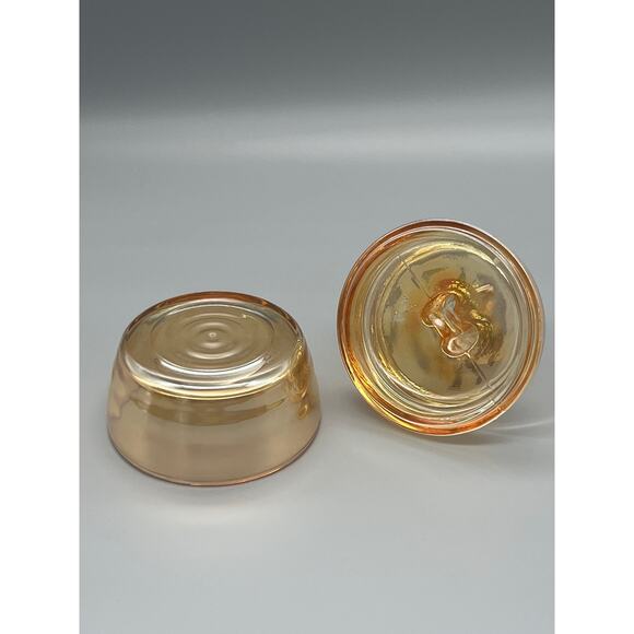 Antique Jeannette Marigold Iridescent Poodle Dog Powder Jar Trinket Glass READ - Picture 4 of 12